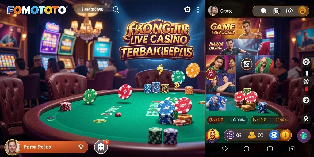 Tampilan gameplay seru FOMOTOTO dengan dealer langsung dan interaksi antar pemain.