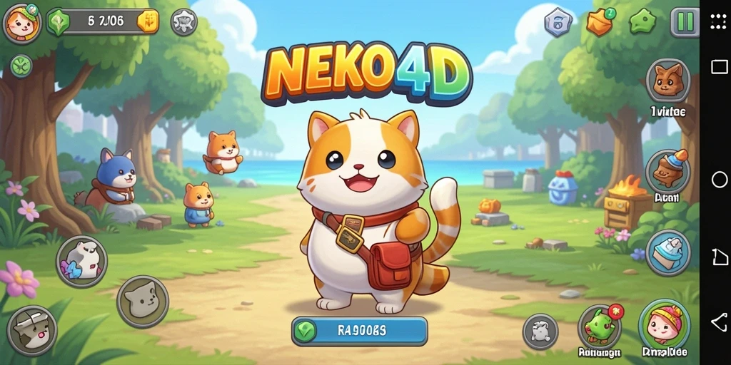 Tampilan gameplay NEKO4D yang santai dan penuh warna.