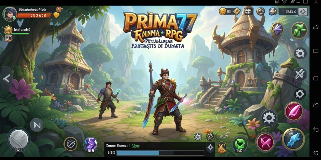Screenshot utama PRIMA77 menunjukkan aksi seru dalam permainan RPG.